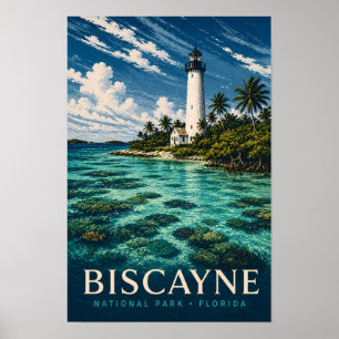 Biscayne National Park Florida Moderne Holzschnitt Poster