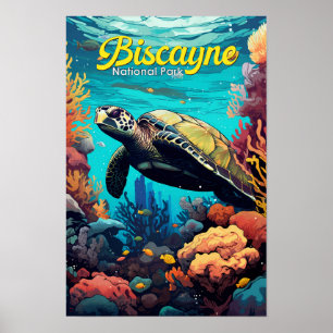 Biscayne National Park Schildkröten-Illustration R Poster