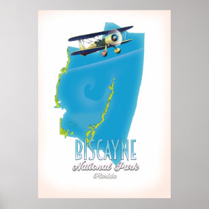 Biscayne Nationalpark Florida Karte Poster