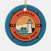 Biscayne Nationalpark Retro Kompass Emblem Keramik Ornament (Vorne)