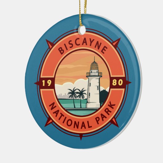 Biscayne Nationalpark Retro Kompass Emblem Keramik Ornament (Links)