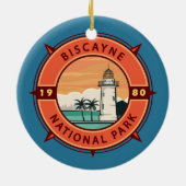 Biscayne Nationalpark Retro Kompass Emblem Keramik Ornament (Hinten)