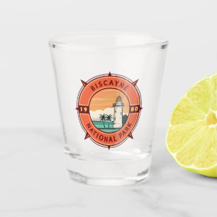 Biscayne Nationalpark Retro Kompass Emblem Schnapsglas