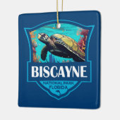 Biscayne Nationalpark Schildkröte Illustration Ret Keramikornament (Links)