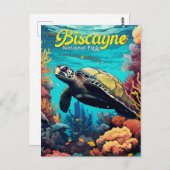 Biscayne Nationalpark Schildkröte Illustration Ret Postkarte (Vorne/Hinten)