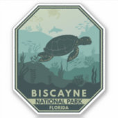 Biscayne Nationalpark Schildkröte Retro Emblem Aufkleber (Vorderseite)