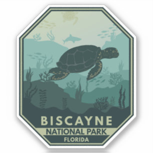 Biscayne Nationalpark Schildkröte Retro Emblem Aufkleber
