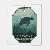 Biscayne Nationalpark Schildkröte Retro Emblem Keramikornament (Links)
