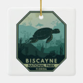 Biscayne Nationalpark Schildkröte Retro Emblem Keramikornament (Rückseite)