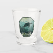 Biscayne Nationalpark Schildkröte Retro Emblem Schnapsglas (Vorderseite)