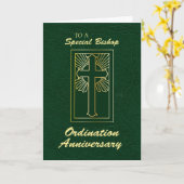 Bischof Anniversary of Ordination Leather Look Karte (Gelbe Blume)