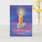 Bischof Birthday Segen mit leuchtender Kerze Karte (Gelbe Blume)