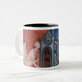 Bischof, der eine Kirche widmet Zweifarbige Tasse (Vorderseite Links)