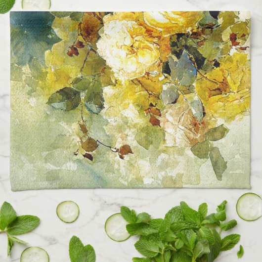 Bischoff - Rose (gelb) Geschirrtuch (Gefaltet)