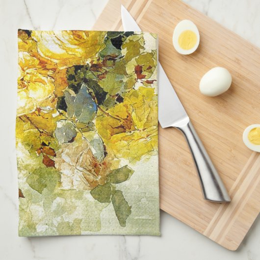 Bischoff - Rose (gelb) Geschirrtuch (Viertel Falte)