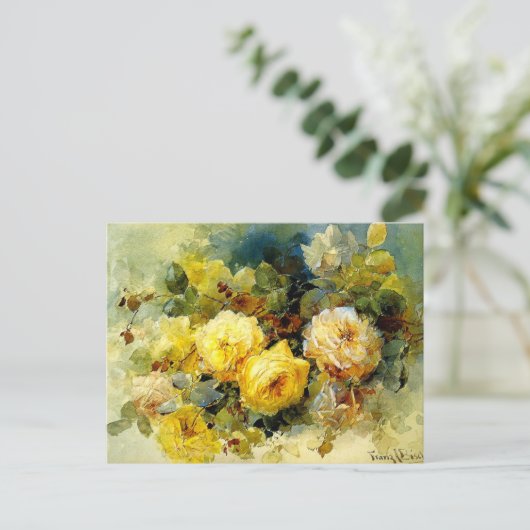 Bischoff - Rose (gelb) Postkarte (Stehend Vorderseite)