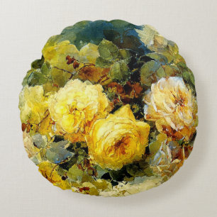 Bischoff - Rosen (gelb), Kunstmalerei, Rundes Kissen