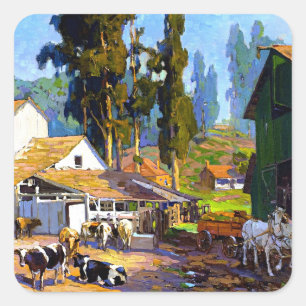 Bischoff - The Dairy, feine Kunst, Quadratischer Aufkleber