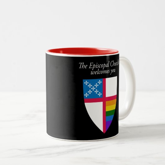 Bischofskirche begrüßt LGBTQ-Tasse Zweifarbige Tasse (VorderseiteRechts)