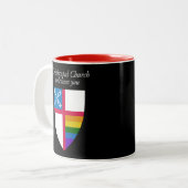 Bischofskirche begrüßt LGBTQ-Tasse Zweifarbige Tasse (Vorderseite Links)