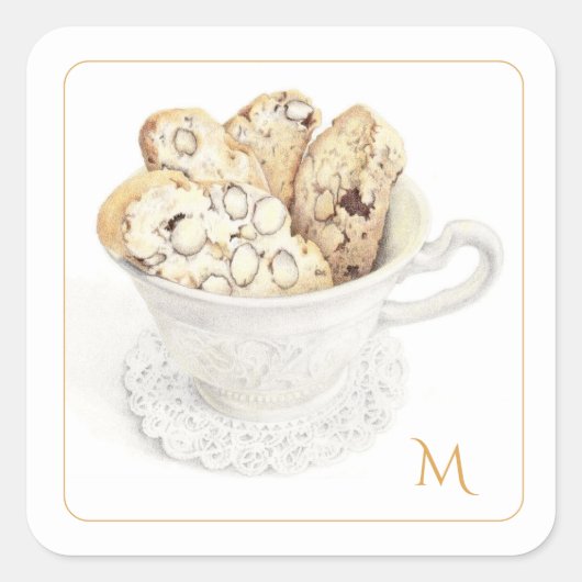 BISCOTTI 1,5" Square Stickers + Initial (Vorderseite)