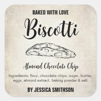 Biscotti Custom Homemade Etikett BIS002bsq Quadratischer Aufkleber