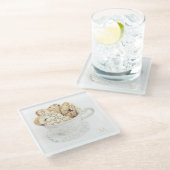 BISCOTTI Glas Getränkekappe + Initial Glasuntersetzer (Schrägansicht)