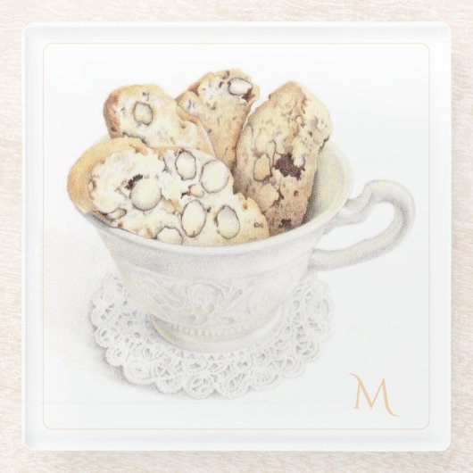 BISCOTTI Glas Getränkekappe + Initial Glasuntersetzer (Vorderseite)