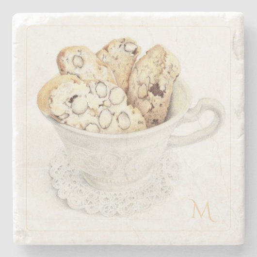 BISCOTTI Marmorstein Untersetzer + Initial (Vorderseite)