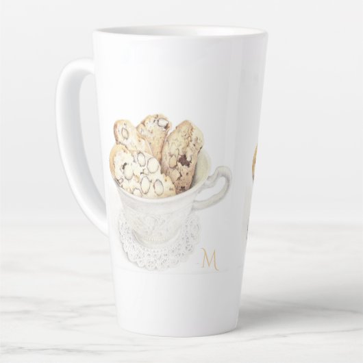 BISCOTTI Tall Latte Tasse + Initial (Linke Ecke)