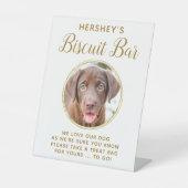 Biscuit Bar Pet Foto Gold Dog Gastgeschenk Hochzei Sockelschild (Vorderseite)