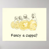 Biscuit Police Zeichnend Funny Extravagant a Cuppa Poster (Vorne)