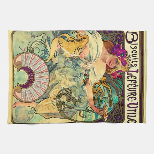 Biscuits Lefevre-Utile von Alphonse Mucha (1896) Geschirrtuch (Horizontal)
