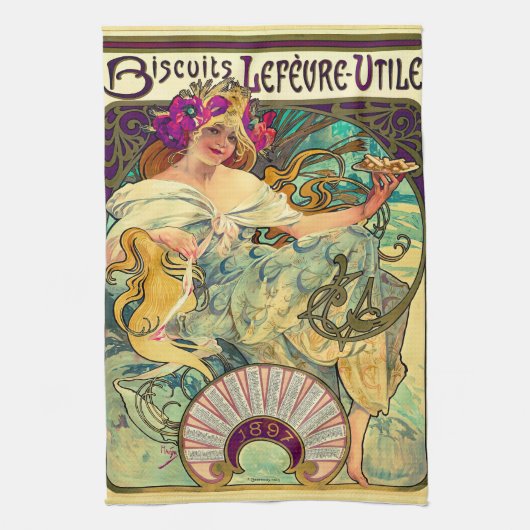 Biscuits Lefevre-Utile von Alphonse Mucha (1896) Geschirrtuch (Vertikal)