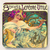 Biscuits Lefevre-Utile von Alphonse Mucha (1896) Getränkeuntersetzer (Vorderseite)