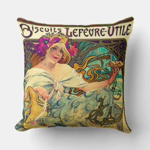 Biscuits Lefevre-Utile von Alphonse Mucha (1896) Kissen
