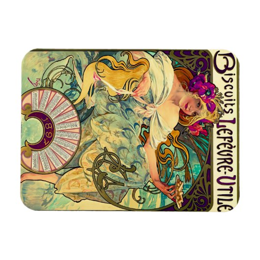 Biscuits Lefevre-Utile von Alphonse Mucha (1896) Magnet (Horizontal)