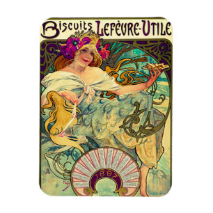 Biscuits Lefevre-Utile von Alphonse Mucha (1896) Magnet