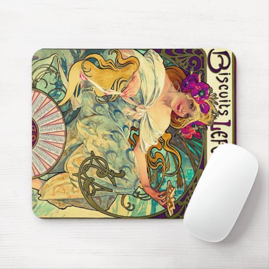 Biscuits Lefevre-Utile von Alphonse Mucha (1896) Mousepad (Mit Mouse)
