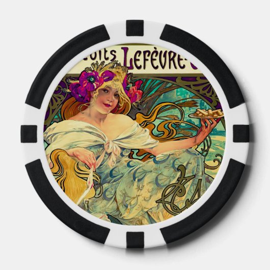 Biscuits Lefevre-Utile von Alphonse Mucha (1896) Pokerchips (Vorderseite)
