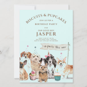 Biscuits & Pup Cakes Hunde Geburtstagsparty Einladung