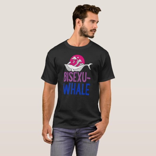 Bisexu Whale Bisexual Ocean Mountain Bi Pride Aest T-Shirt (Vorne ganz)