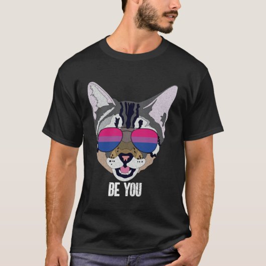 Bisexual Be You Bi Pride Cat T-Shirt (Vorderseite)