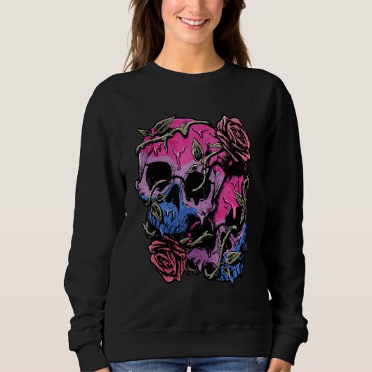 Bisexual Bi Pride Flag Gothic Skull Sweatshirt (Vorderseite)