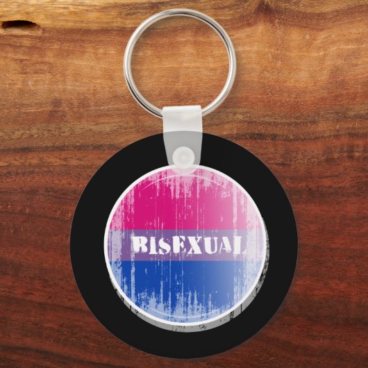 Bisexual Button distressed.png Schlüsselanhänger (Vorderseite)