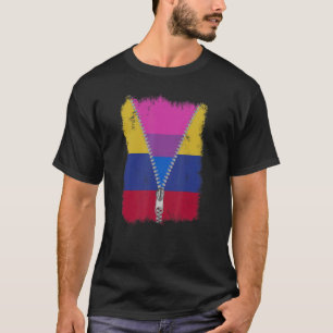 Bisexual Colombia Flag Zip Colombian LGB Pride T-Shirt