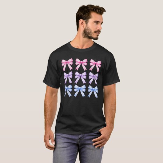 Bisexual Coquette Bows Subtle Bi Pride Ästhetik T-Shirt (Vorne ganz)