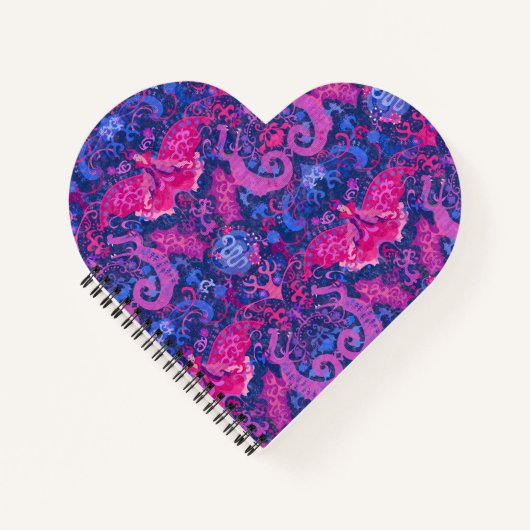 Bisexual Dragon Damask - Bi Pride Flag Colors Notizblock (Vorderseite)