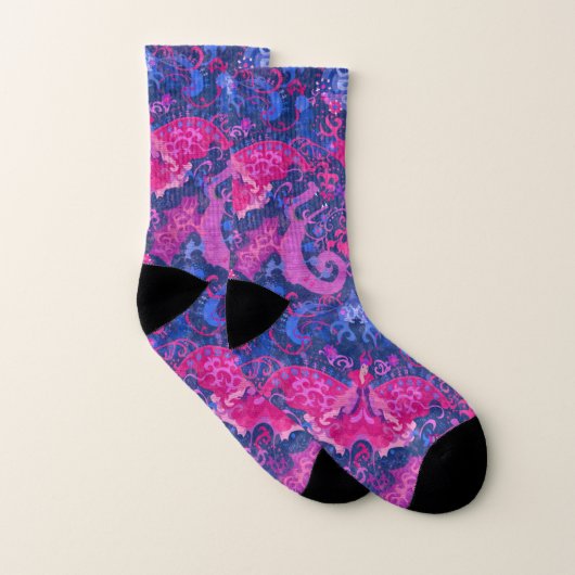 Bisexual Dragon Damask - Bi Pride Flag Colors Socken (Paar)