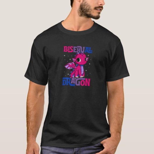Bisexual Dragon Funny Cute Majestic Bi Pride Flag T-Shirt (Vorderseite)